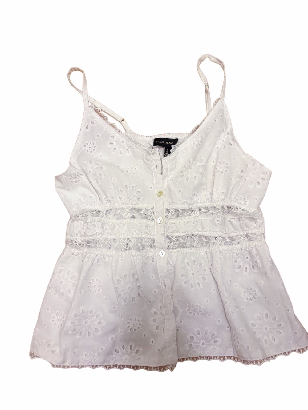 Silver Jeans White Eyelet Lace Camisole